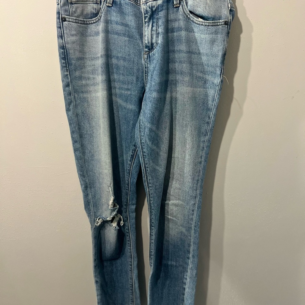 Lucky Brand blue denim jeans with black patch pocket, Size: 6 #denim #distressed